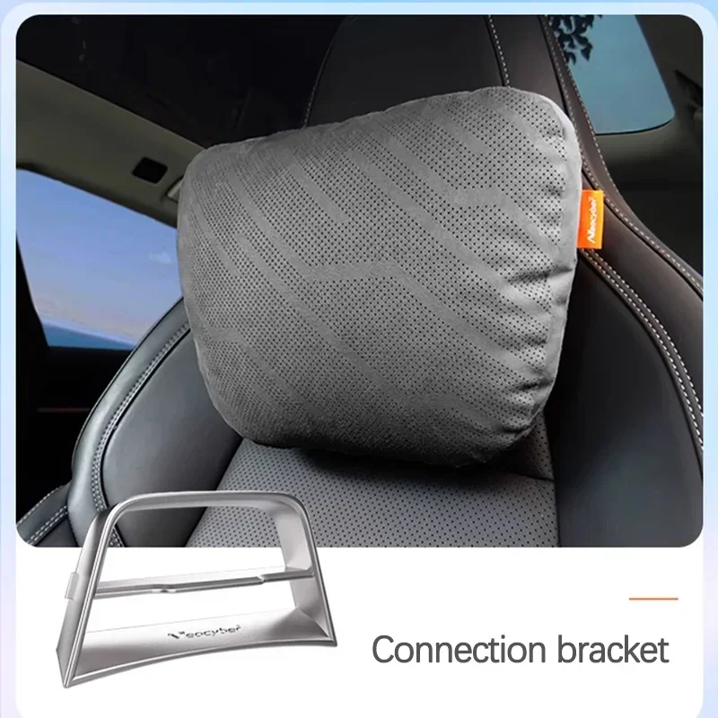 New! For Zeekr 001 2021 2022 2023 2024 Car Styling Suede Seat Headrest Hidden Without Tie Neck Protection Lumbar Backrest Access