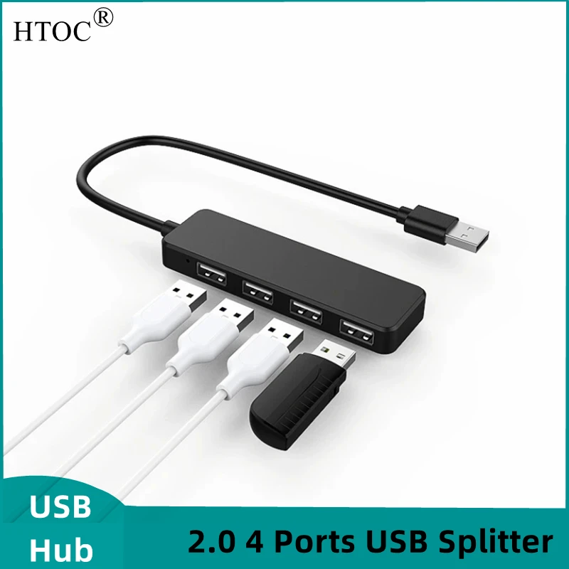 

HTOC USB HUB 2.0 4 Ports Hub Ultra Slim Portable USB Splitter for Surface Pro Notebook PC iMac Pro MacBook Air Mac Mini/Pro