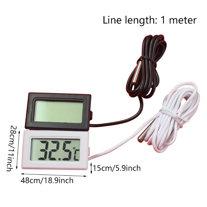 Mini LCD Digital Thermometer With Waterproof Probe Indoor Outdoor Convenient Temperature Sensor For Refrigerator Fridge Aquarium