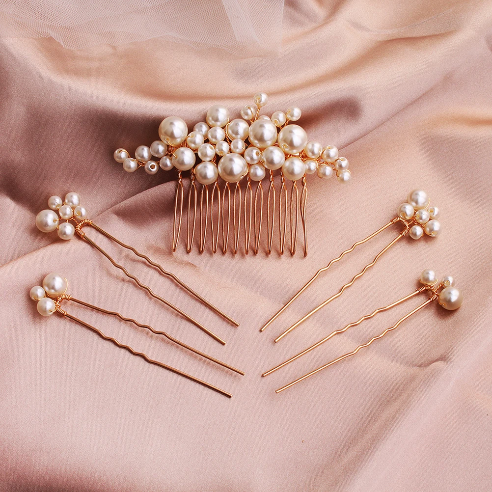 

Hairpin Headdress Women Pear Comb Bride Pearl Pins Stylish Headwear Barrettes Sweet