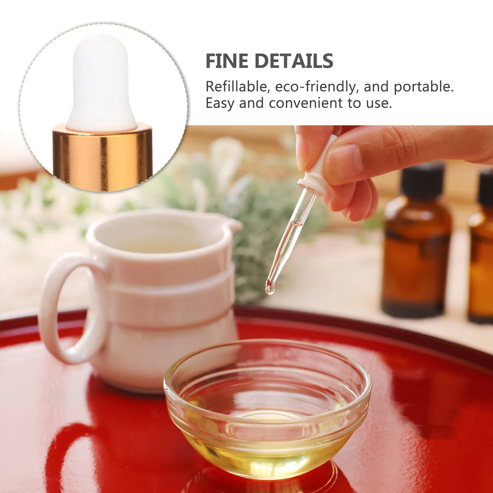 

100Pcs 1ml Portable Glass Dropper Bottles Refillable Essential Oil Travel Subpackaging Essential Oil Bottle Dropper Bottle