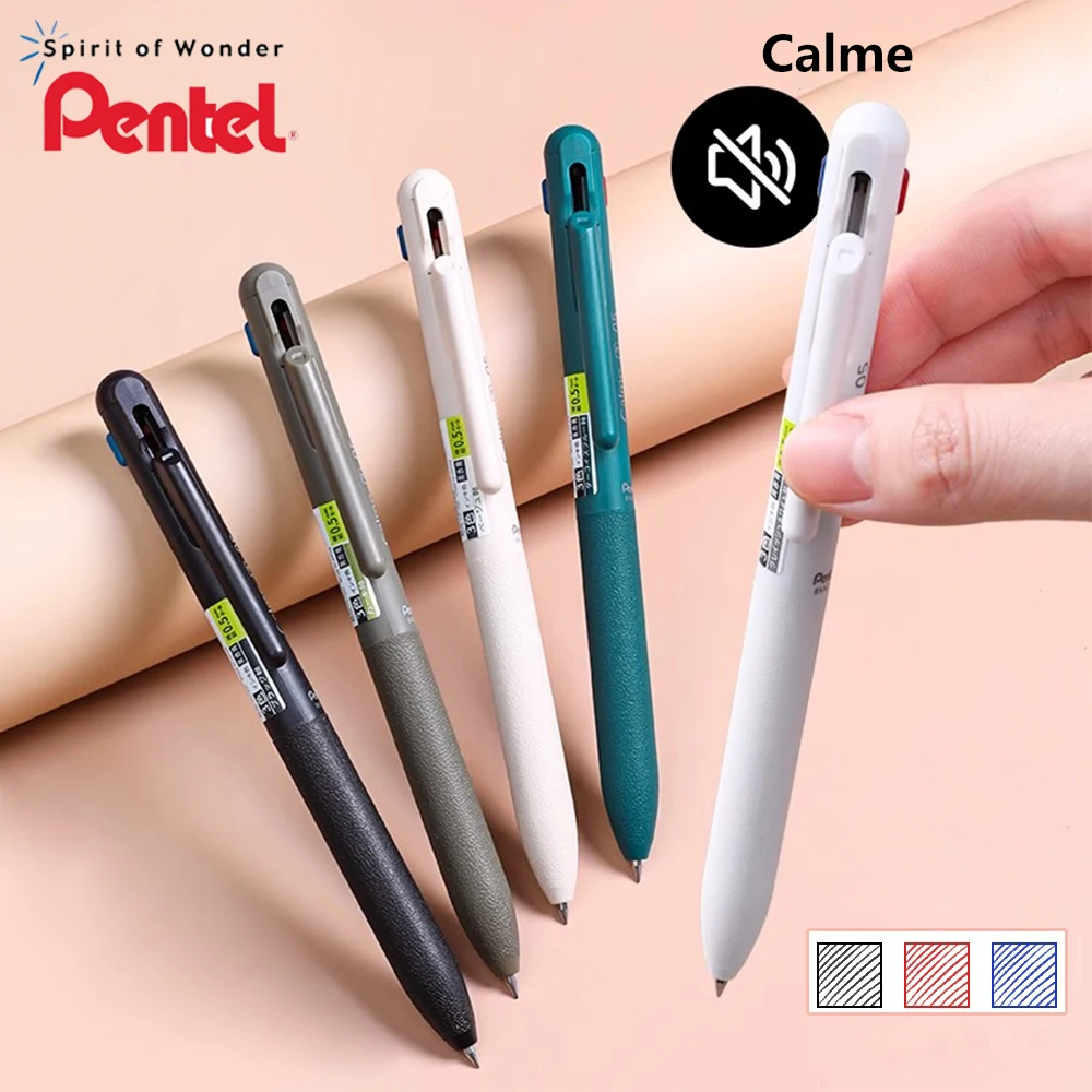 Японская ручка Pentel Calme, 3 цвета, шариковая, с низким уровнем шума, для письма, 0.5 мм, для школы и офиса