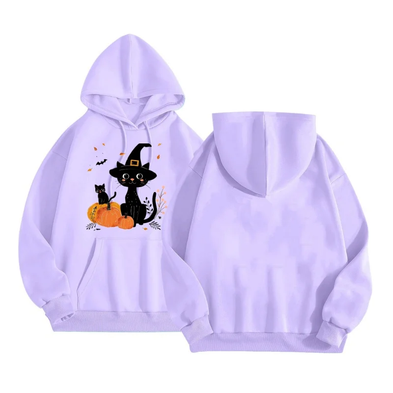 2025 Spring and Autumn Hot Retro Fashion Cartoon Cat Printed Hoodie Comfortable and Casual Men and Women's Couple Coat Top