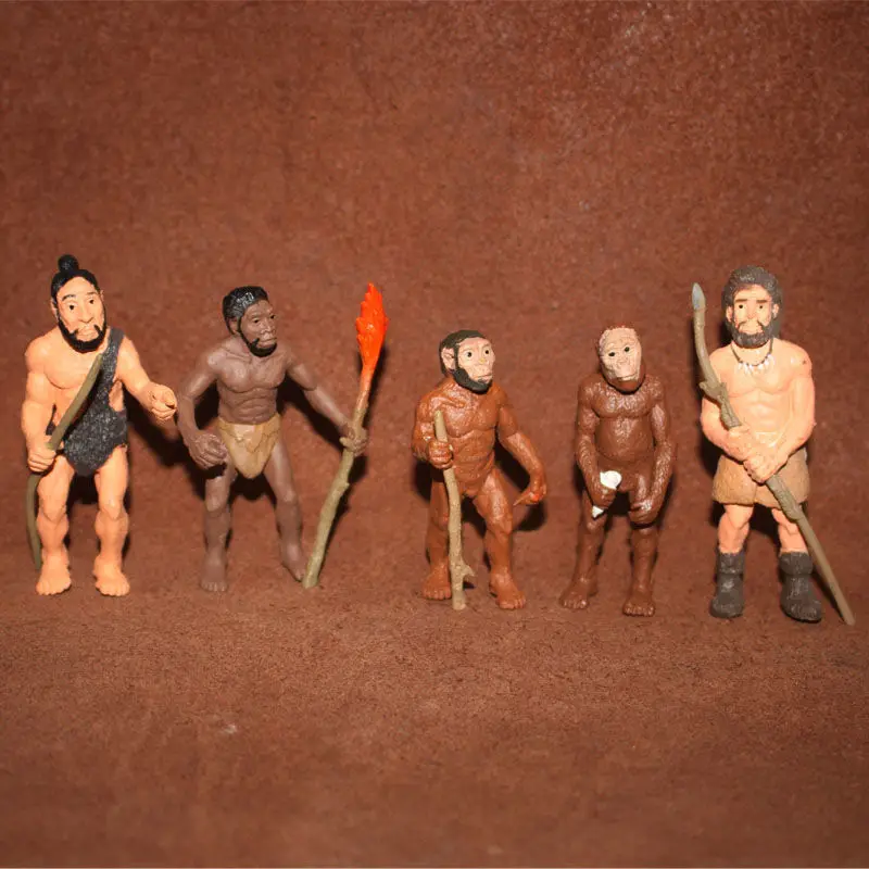 Simulation model plastic toy, ancient doll ornament, primitive man, savage 5 pieces