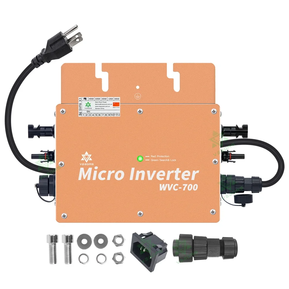 

700W 22-50VDC Solar Grid Connected Micro Inverter, Dual MPPT Controller, IP65 Waterproof, Automatically Matched With 120V/230V ﻿