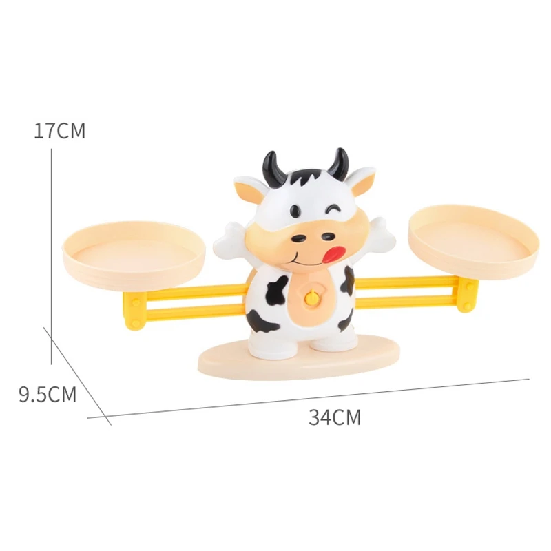 Math Match Toy Cow Balancing Scale Preschool Number Balance Toys Baby Educational Learning Board Game Gift