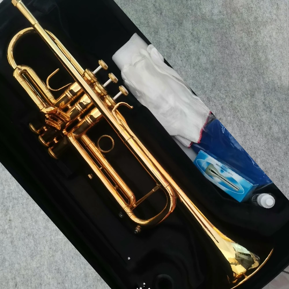 

Jupiter JTR-700RSQ Lacquered Gold Brass Trumpet B-flat Jazz Musical Instrument with Accessories