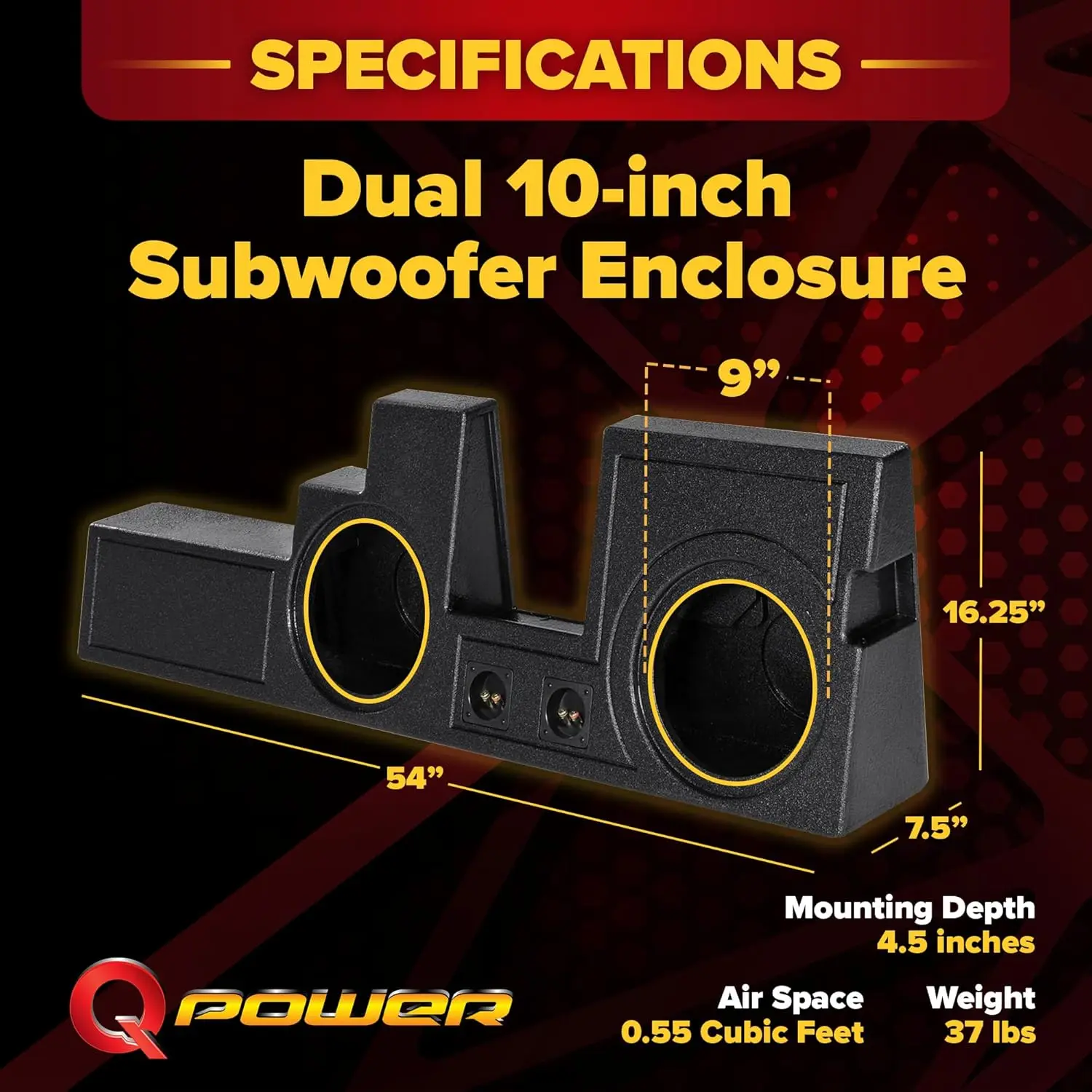 

Dual 10in Ported Subwoofer Enclosure, Behind Seat Car Audio Sub Box Compatible with 2000-2016 Ford F-250 and F-350 Super Duty