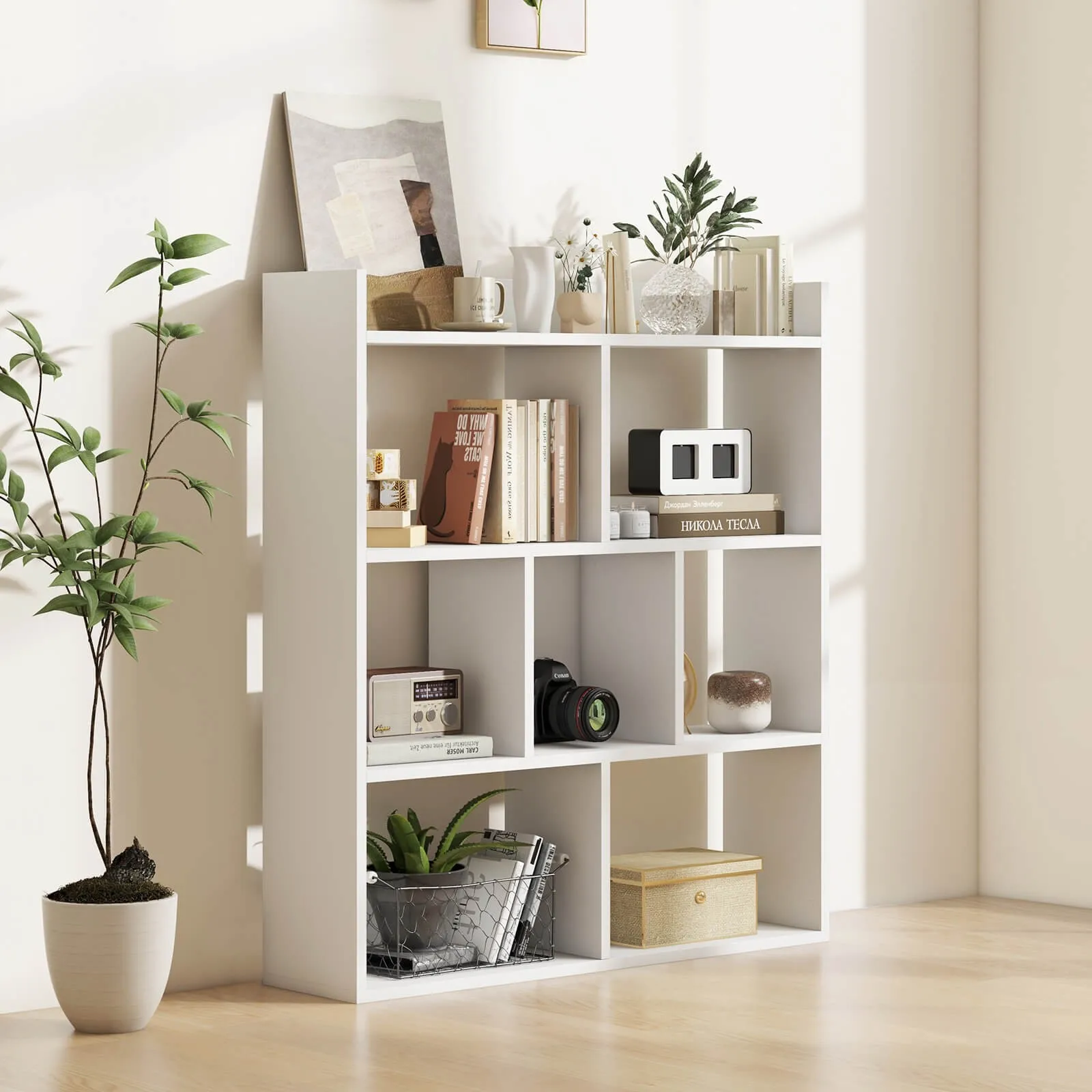 

7-cube Bookcase 3-tier Open Storage Shelf w/Anti-tipping Kits for Living Room