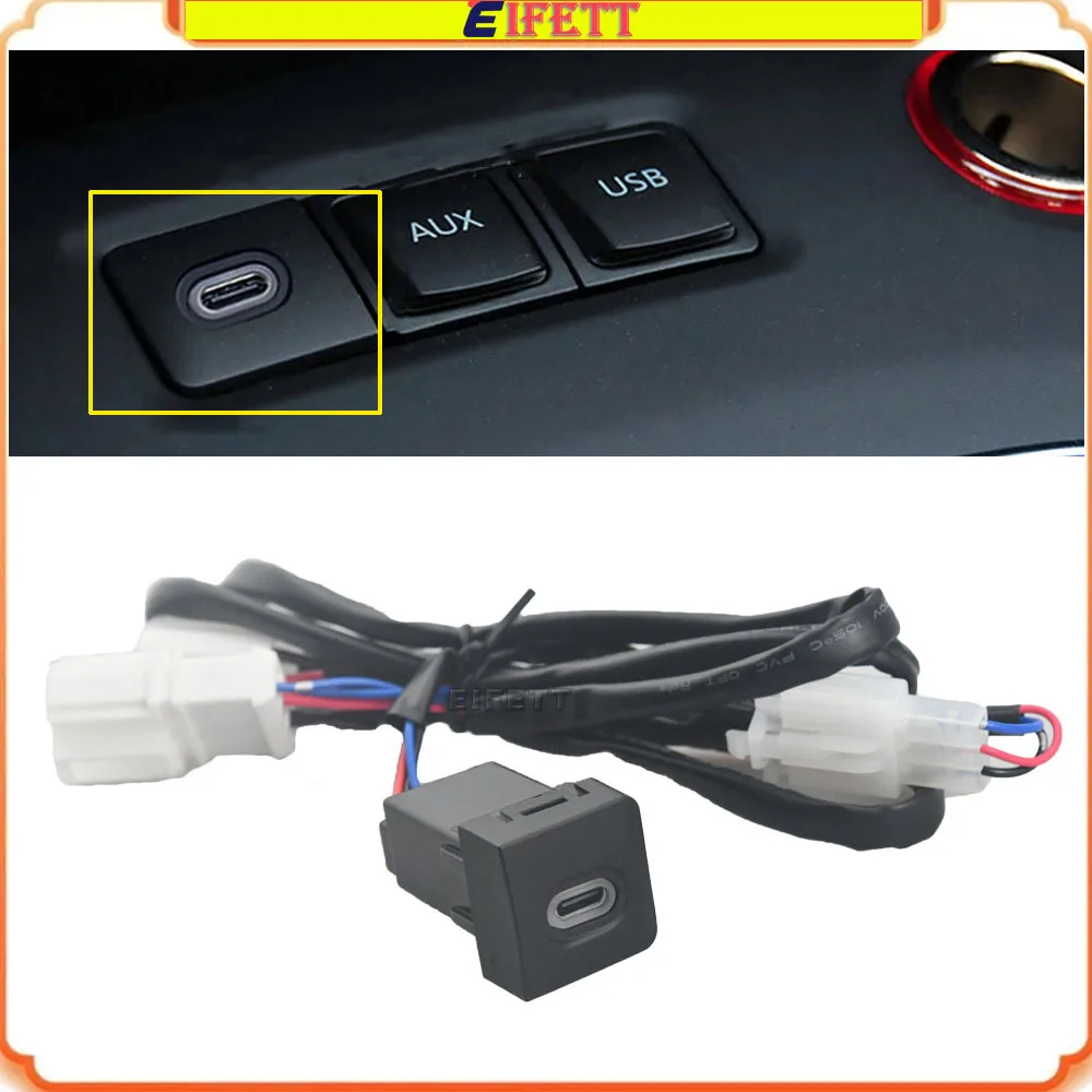 

New Car Red LED Car USB Charger PD Quick Charge Phone Charging Adapter Outlet Button For VW Volkswagen Bora 2008-2012