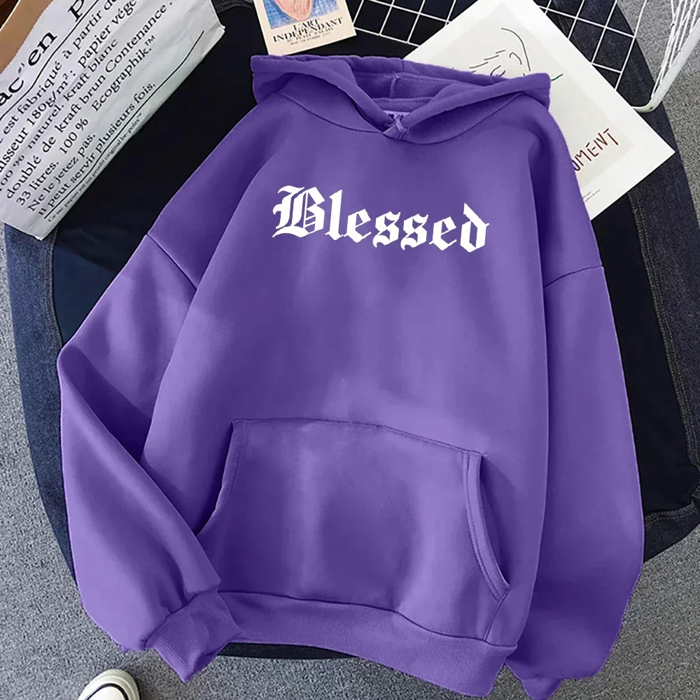 Blessed Creativity Printed Hoodies Women Street Style Hip Hop Hoody Autumn Loose Fleece Clothing Wygodna bluza pulowerowa