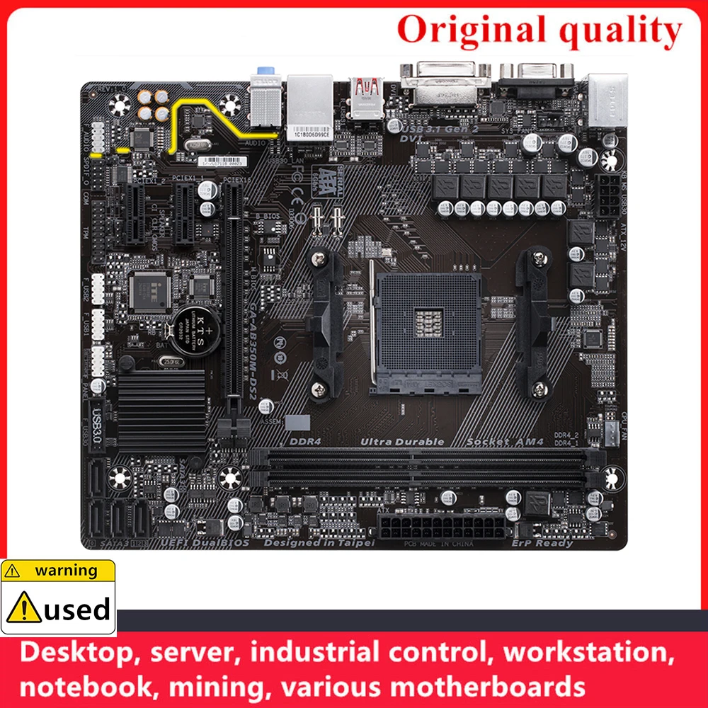 For GA-AB350M-DS2 AB350M-DS2 Motherboards Socket AM4 DDR4 64GB For AMD B350 Desktop Mainboard SATA III USB3.0