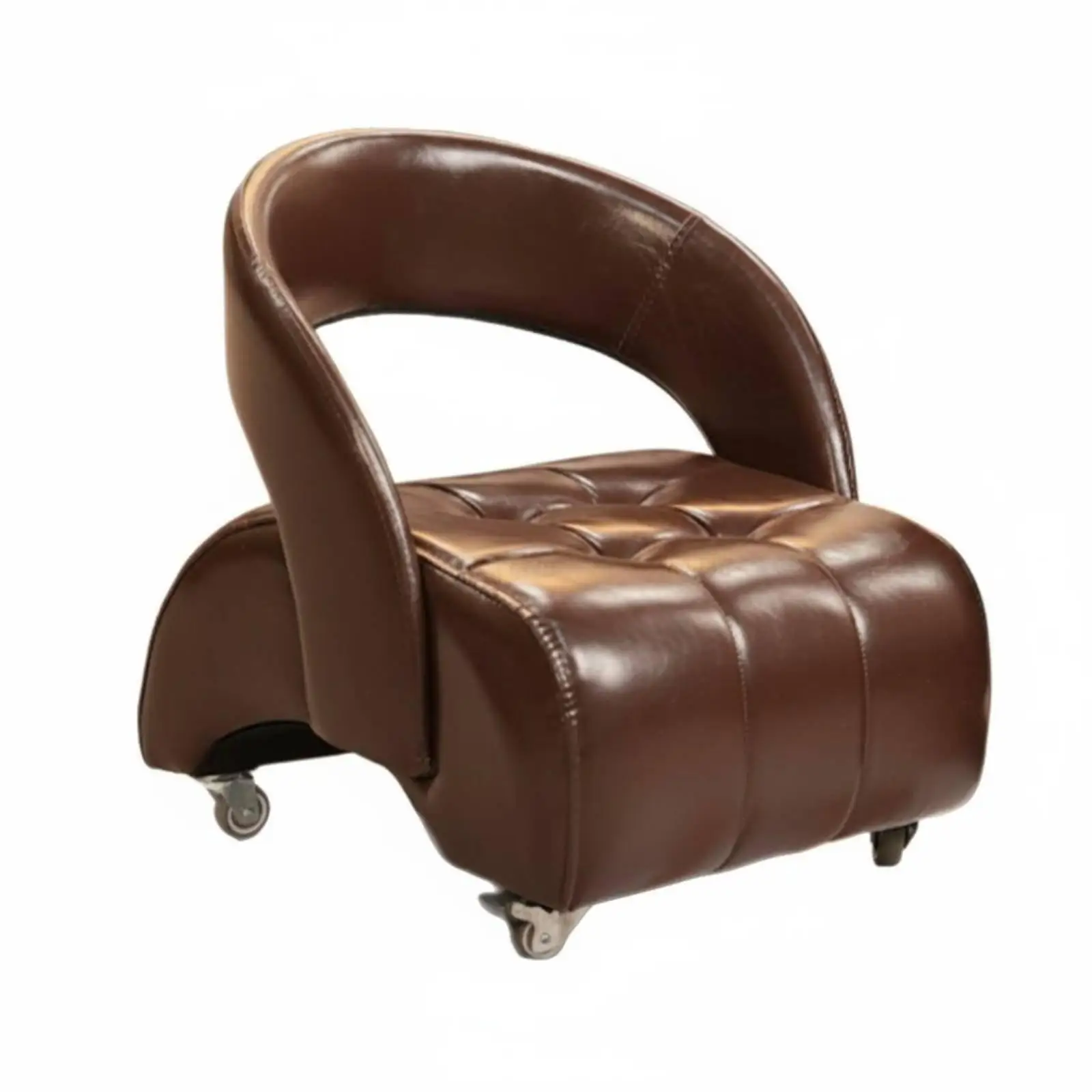 Rolling Stool with Backrest Thick Cushion Low Back Stool Easy to Clean Low Rolling Chair for Living Room