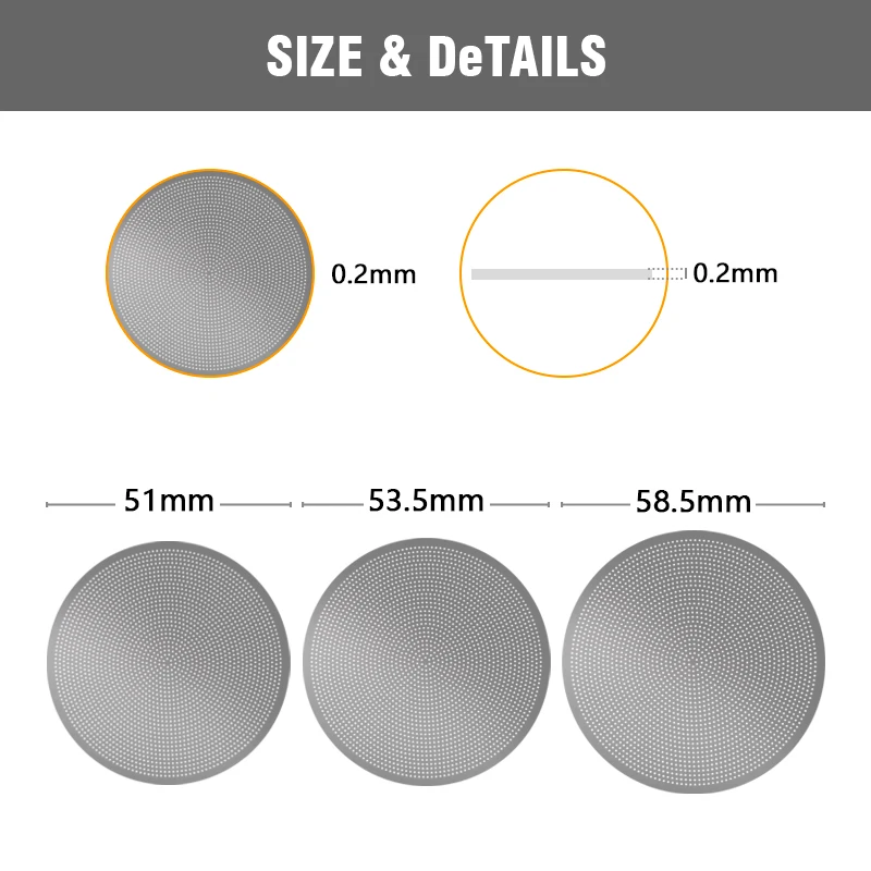 Espresso Coffee Puck Screen 0.2mm Espresso Filter Holder 51/53/58.5mm For Delonghi Breville Portafilter Accessory Barista Tool