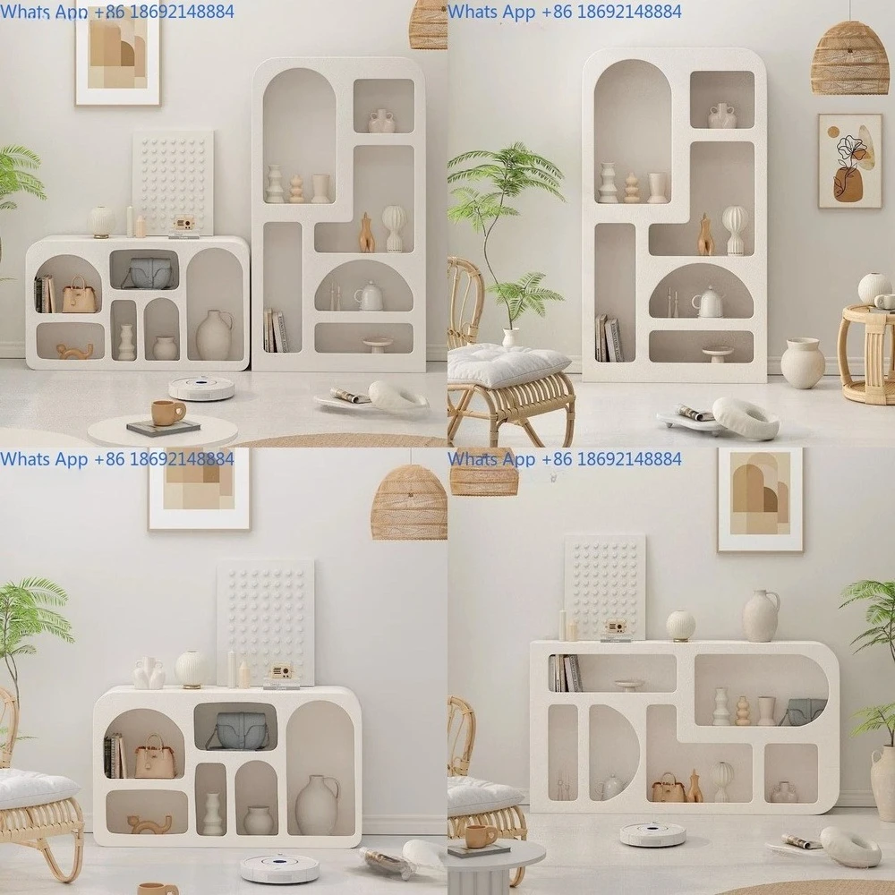 

Display Cabinet for Home Bookshelf Storage Unit Floor Standing Living Room Organizer White Cave Cabinet