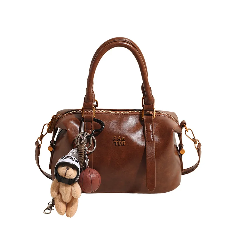 

Oil Wax Leather Handbag Single Tag Brand Women's Pillow Bag Buet ape Soft Tote Bag American Retro Sle Daily Use