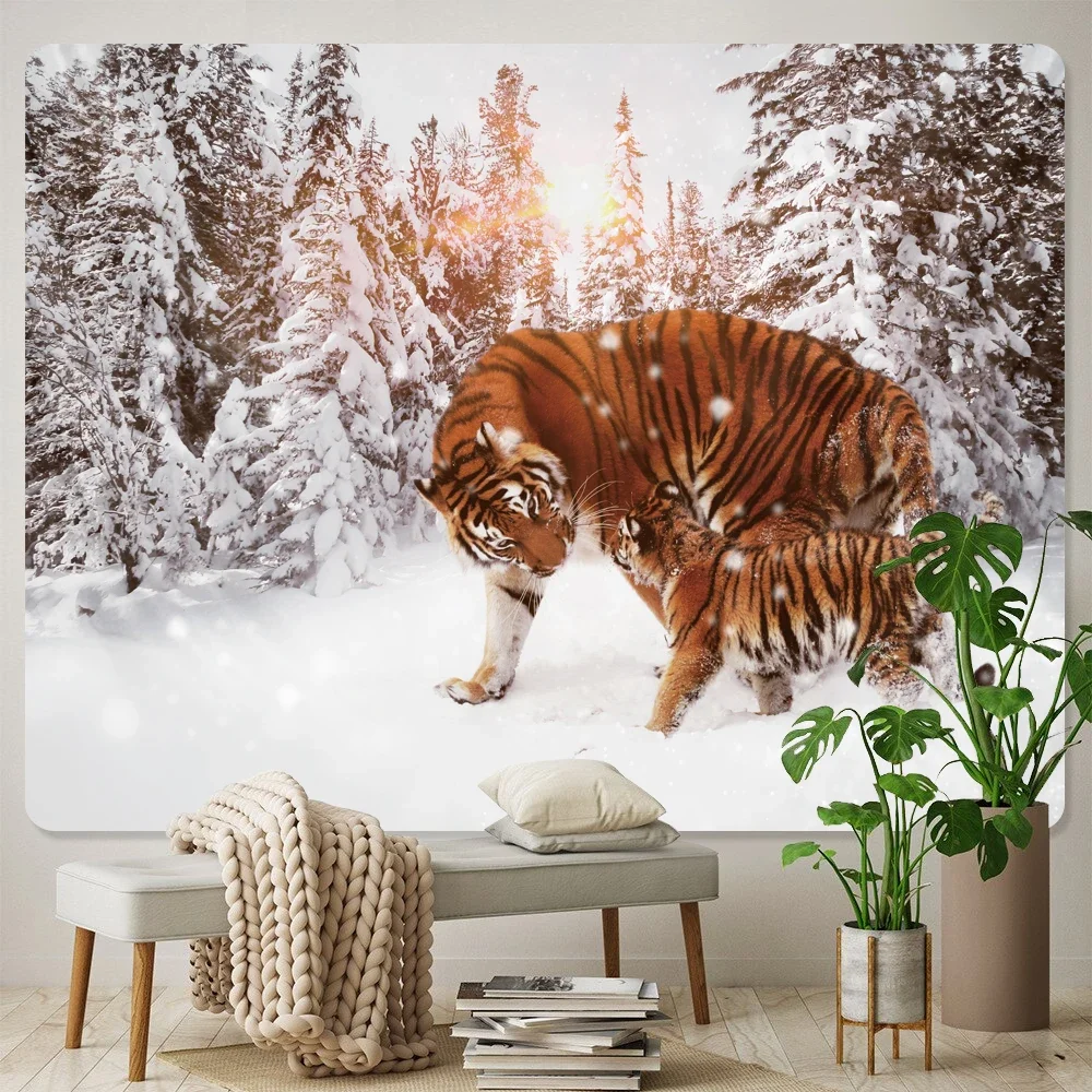 Tiger Psychedelic Scene Home Decor Art Tapestry Hippie Mandala Wall Hanging Boho Room Wall Decor Background Cloth