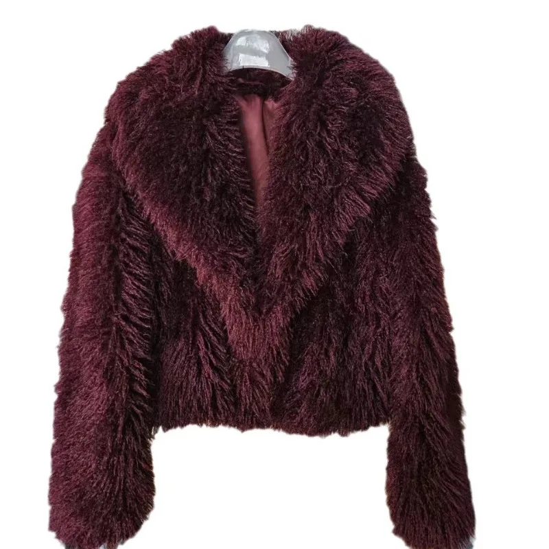 Luxury Chic Fluffy Fur Coat Cropped Jackets Women\'s Clothing Faux Fur Jacket Long Sleeve Cardigan Warm Autumn Winter Outerwear