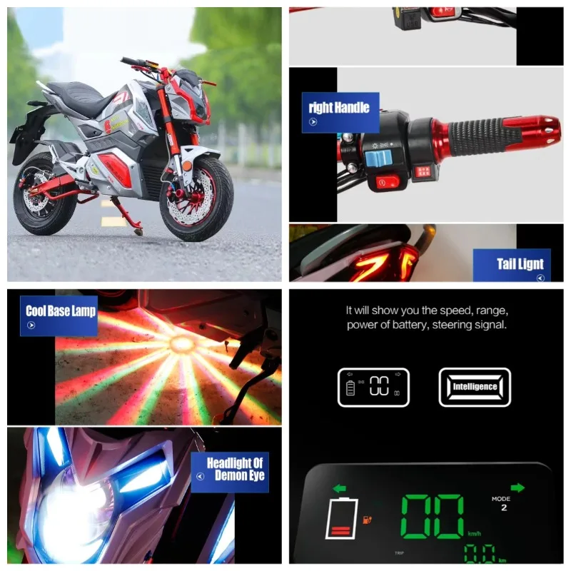 

Krono Wild New Factory Price Z6 Racing Motorcycles 1500W Wheel 40A Lithium Battery Electric Motorcycle 72V Voltage