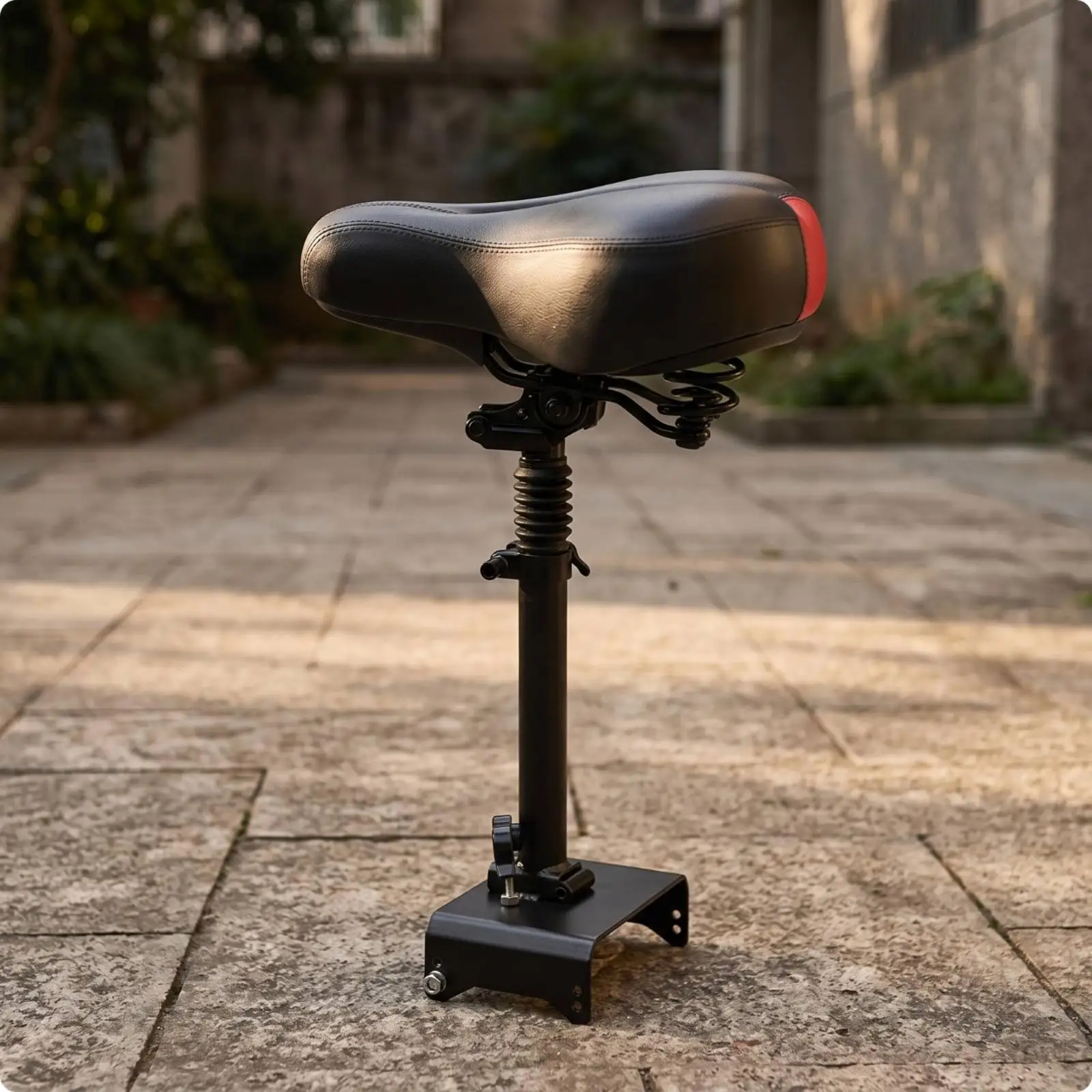 Padded Electric Scooter Seat Kit with Ergonomic Contour and Height Adjustable Stem for F2