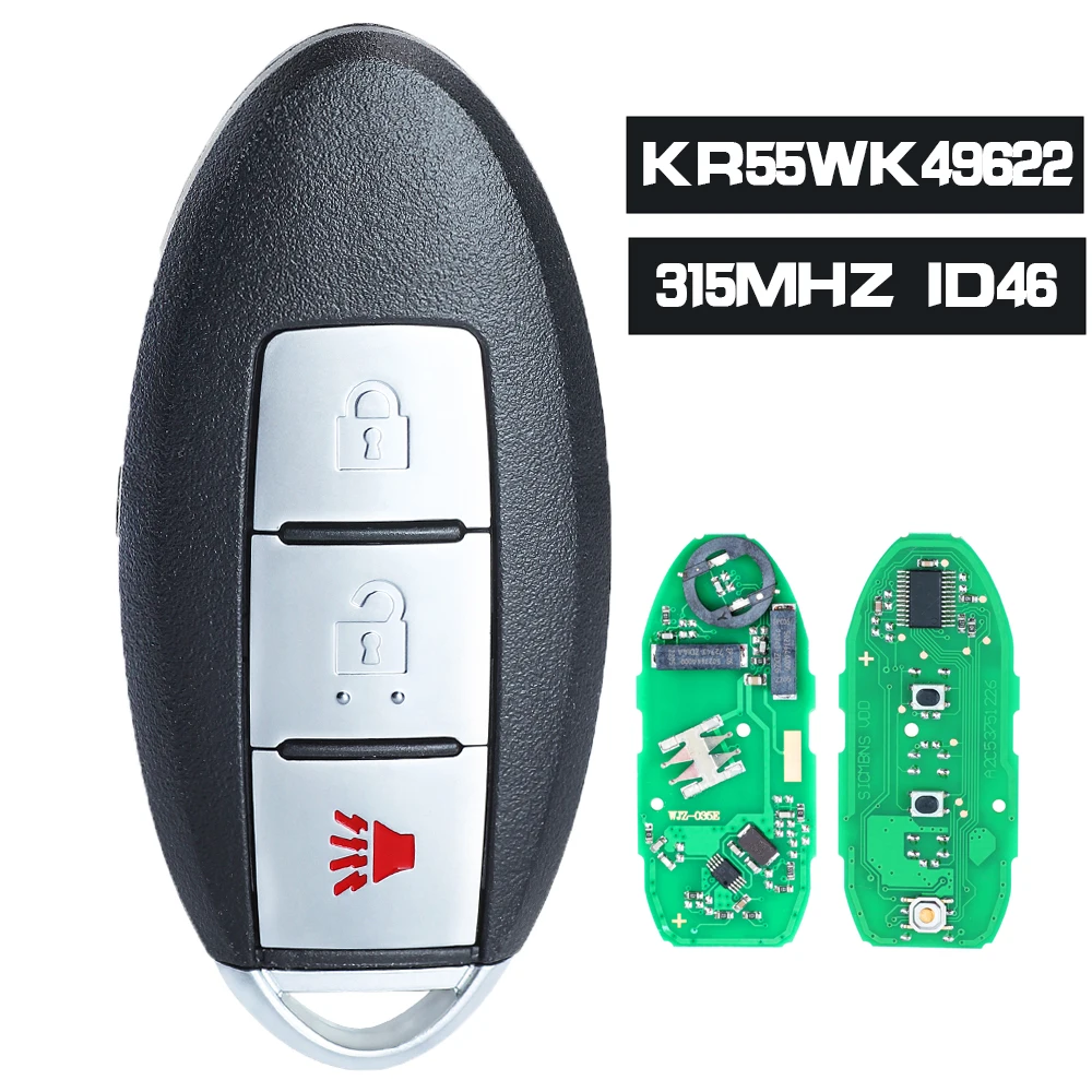 KEYECU KR55WK49622 315MHz ID46 Smart Remote Key Proximity Fob for Nissan Murano for Infiniti EX35 EX37 FX35 QX50 2009-2013