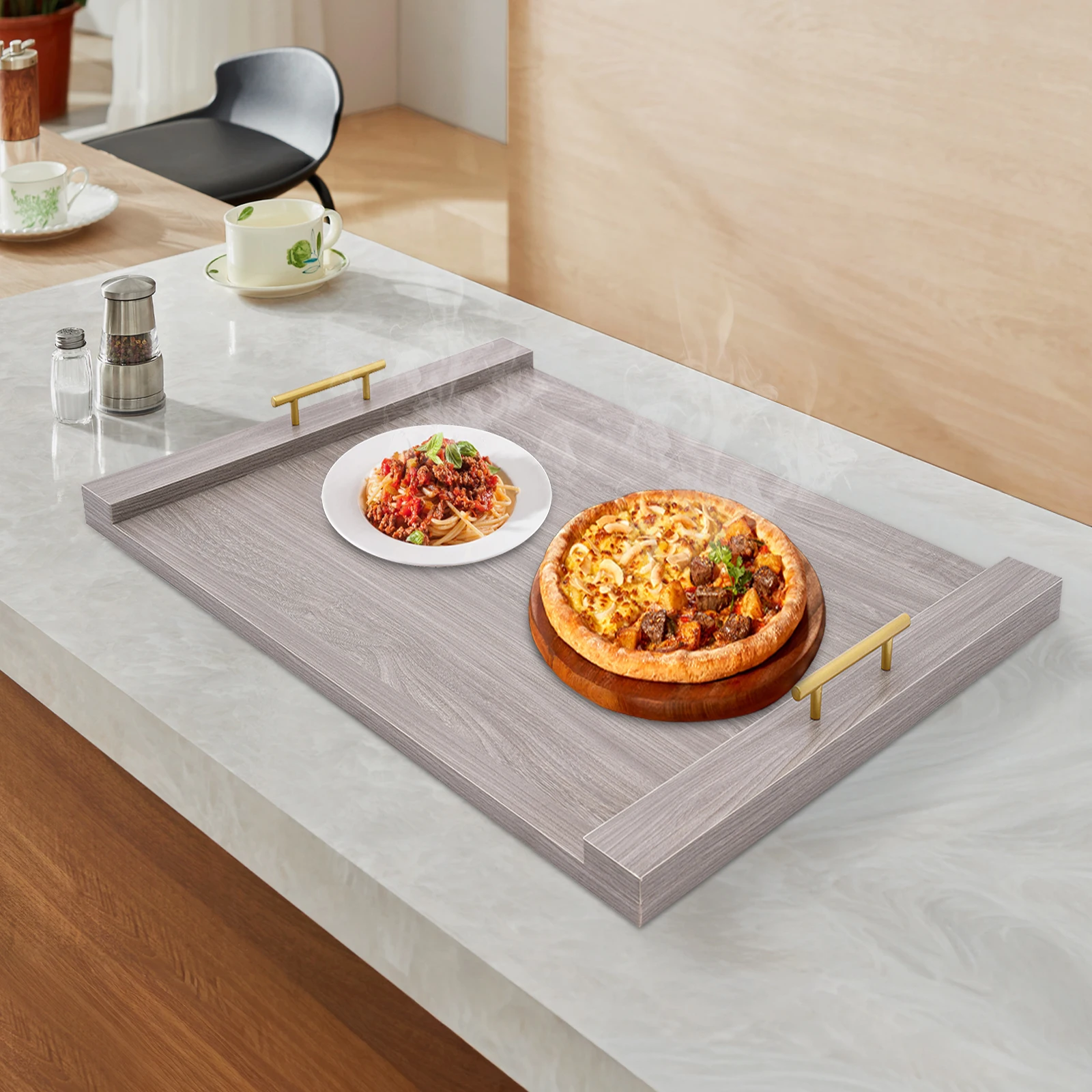Stove Top Cover, Oak White Noodle Board Stove Covers, Stovetop Plate Detachable Handles for Electric Stove and Gas Stove