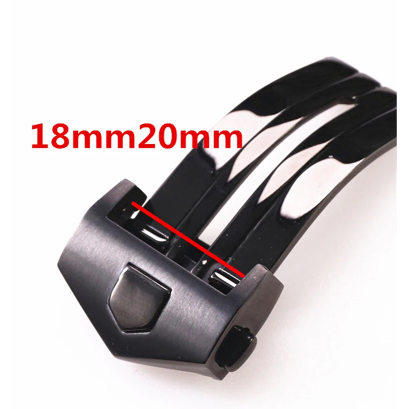 18 مللي متر 20 مللي متر مشبك ساعة ل تاغ هوير متصل وحدات كاليرا حزام الفولاذ المقاوم للصدأ للطي المشبك زر مزدوج حزام الساعات