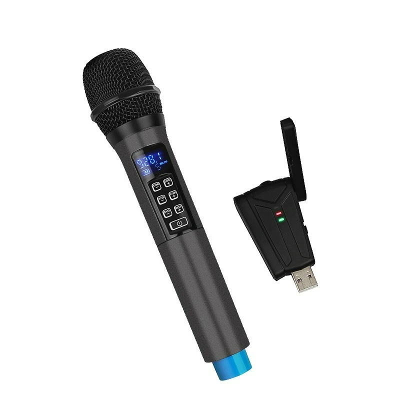 UHF Wireless Microphone Handheld USB Sound Card Wireless Karaoke Live Sound Card Micro Karaoke Mic for Stage Church Party