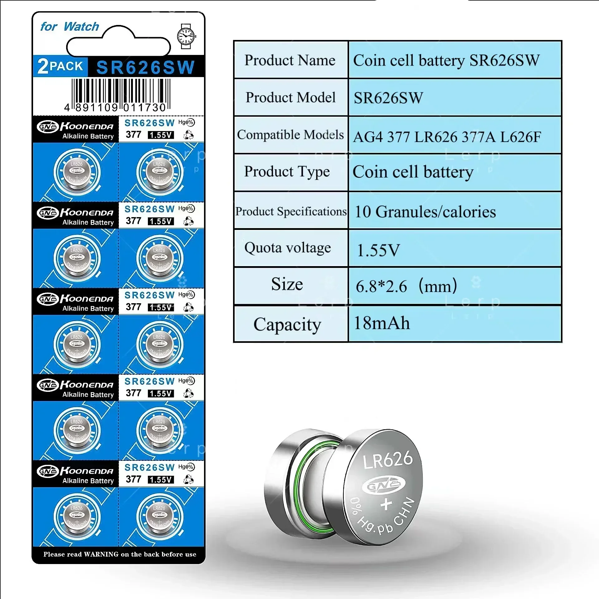 AG4 button battery 377 watch LR626/SR626SW/377A watch button battery