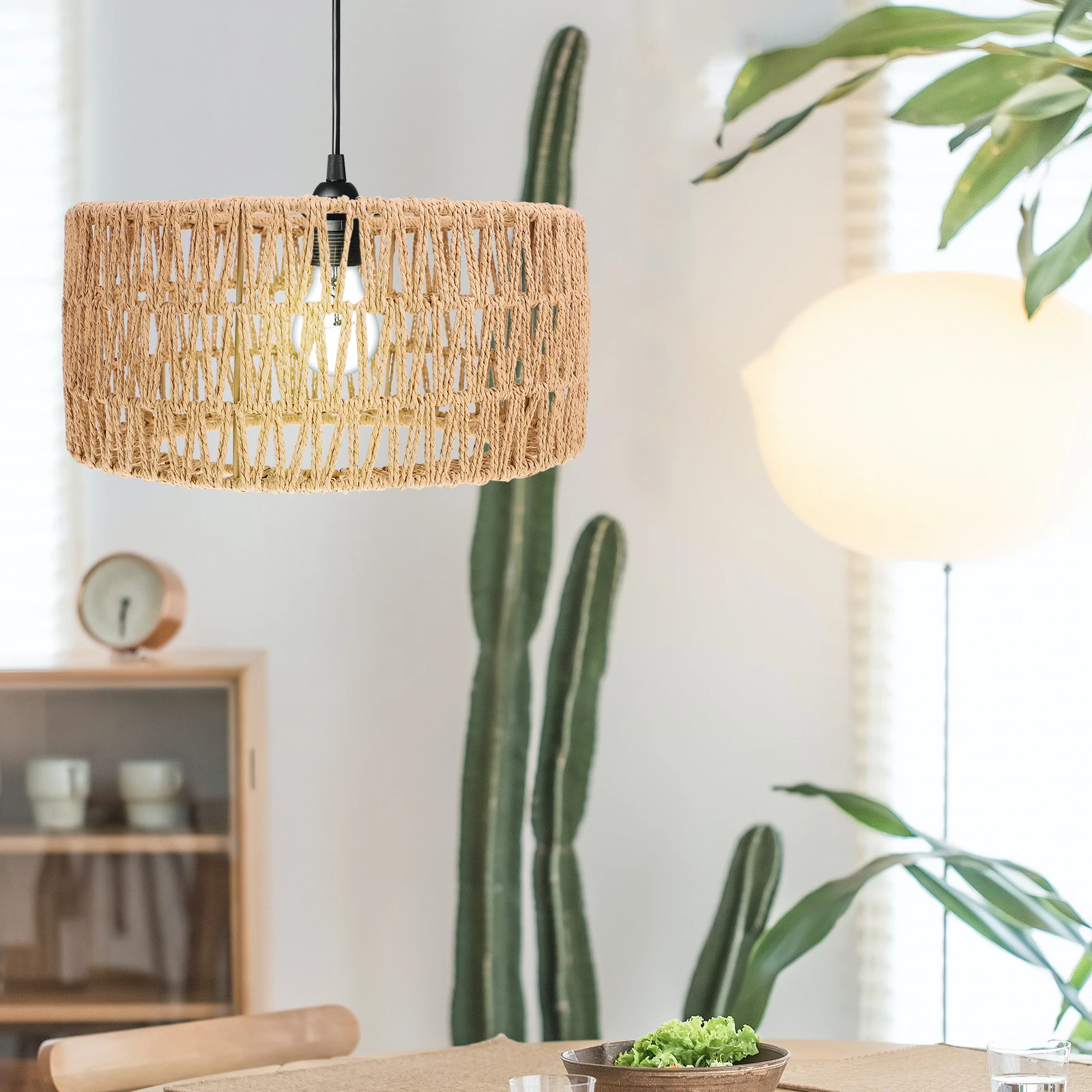 

Straw Rope Small Yellow Cover for Pendant Lamp Lighting Supply Indoor Decor Retro Style Weaving Shades Barrel Lampshade Paper