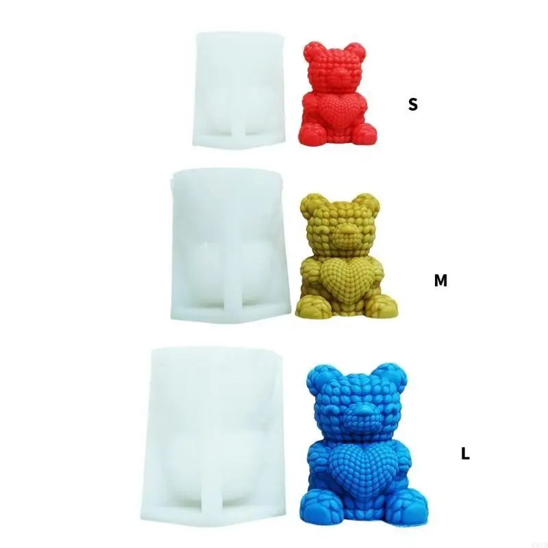 قالب شمعة معطرة وديكورات قالب سيليكون على شكل دب جميل لتزيين الجبس والشمع المعطر يدويًا