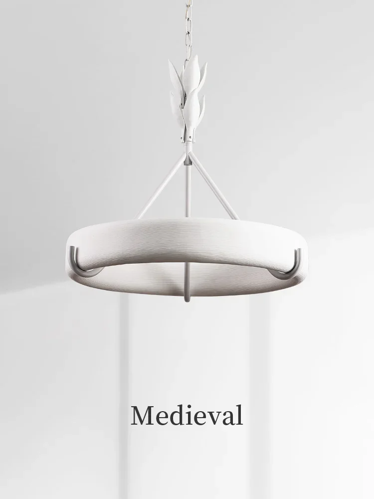 

French Modern Luxury High-End White Circular Resin LED Pendant Light Dining Room Bedroom Indoor Suspended Home Decor Ambient