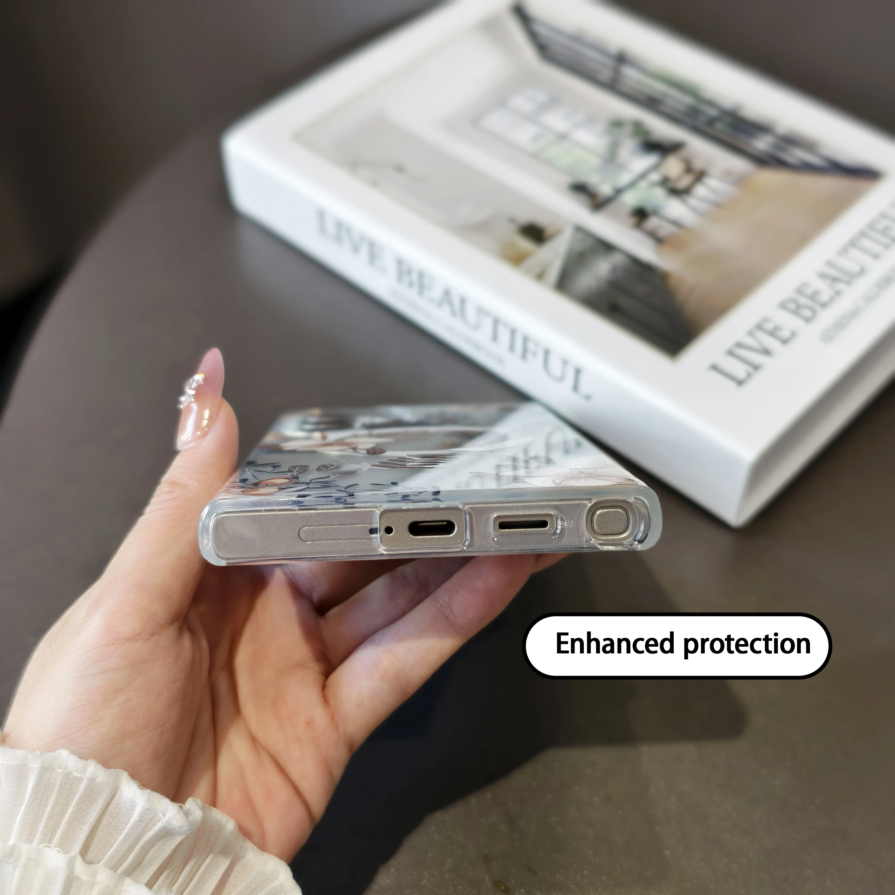 เคส Magsafe โปร่งใสสุดหรูหราลายดอกไม้หลากสีสำหรับ Galaxy S25 สำหรับ Samsung S24 Ultra S23 FE S25 Plus แบบแข็ง