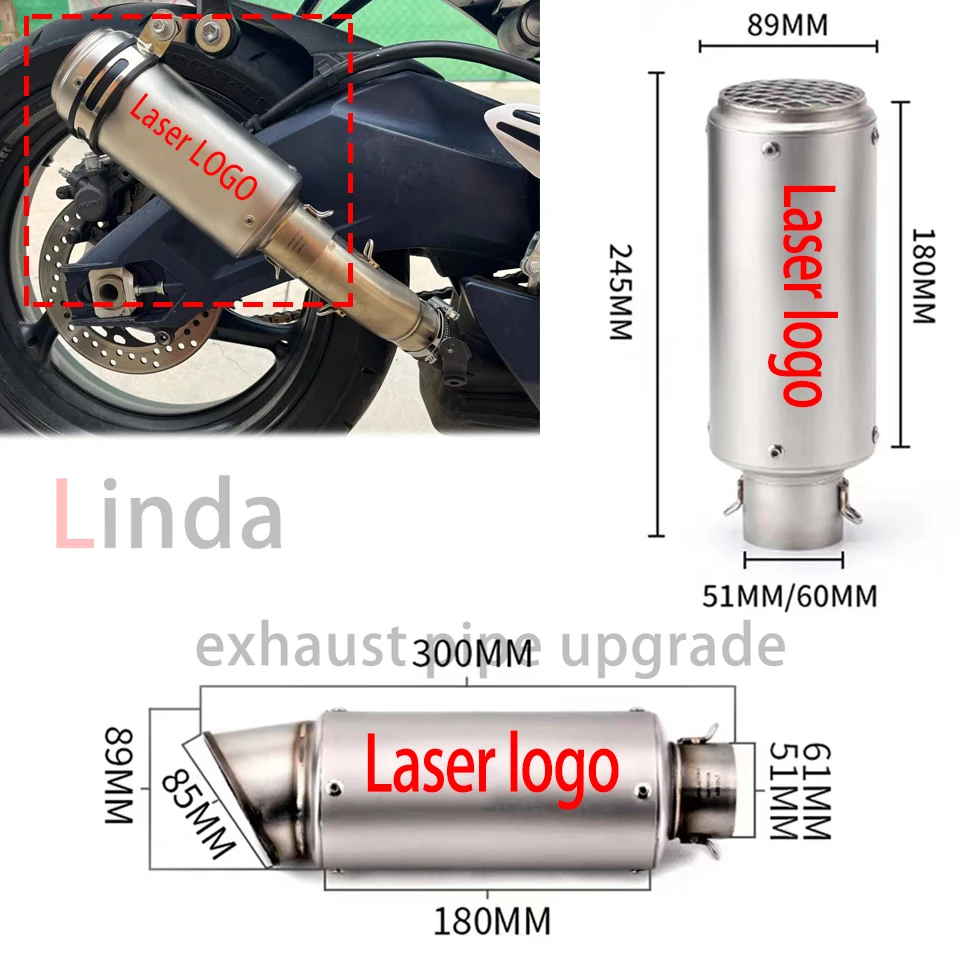 Silenciador de escape Universal para motocicleta, sistema de escape de 51mm y 60mm con DB Killer para YAMAHA mto7 r1 r3 z900