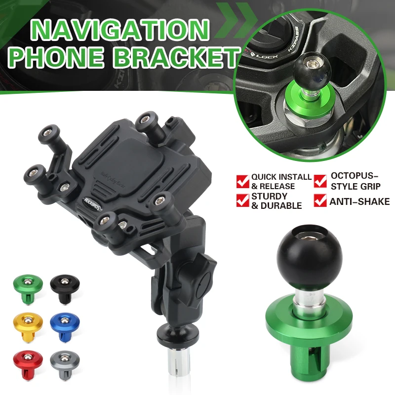 For NINJA500 NINJA 500 EX500 For Z500 Motorcycle Navigation Mobile Phone Bracket Front Fork Upper Top Triple Clamp Screw Cap