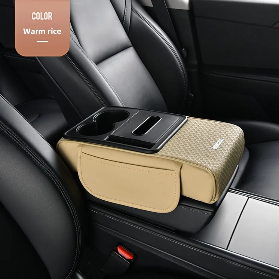 Auto Center Console Armrest Cushion With 2 Cup Holder Armrest Heightening Pad Auto Amrest Pillow Cover Pad for All Seasons