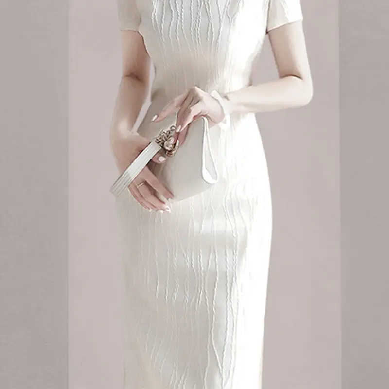 Cheongsam vestido verão novas mulheres minimalista estilo coreano elegante magro socialite festa deusa estilo bodycon streetwear japonês