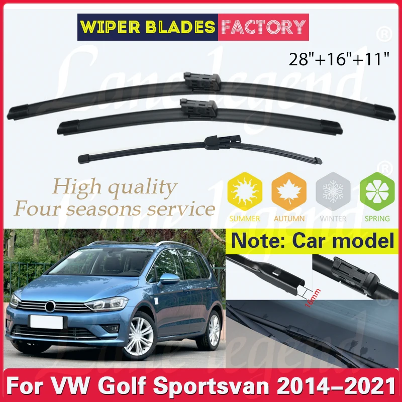 

Car Wiper Blades For Volkswagen Golf Sportsvan 2014 - 2021 2020 Front Rear Windshield Windscreen Clean Naturl Rubber Cars Wipers