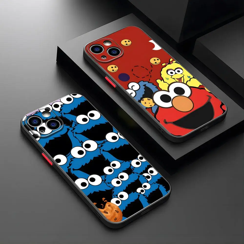 S-Sesame Streets Cartoon Phone Case For IPhone 15 Pro Max 16 Pro 13 14 Plus 11 12 Mini Xs X Xr 7 8 Se Matte Translucent Cover