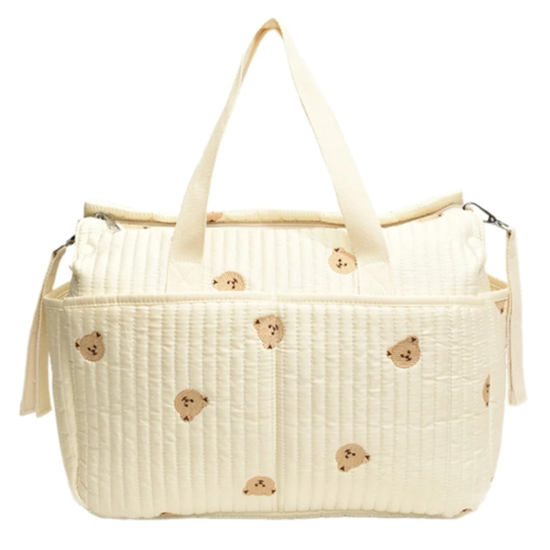 Stylish Large Capacity Diaper Bag with Delicate Embroidery for New Mom, Portable Organiser for Travel and Daily Use A2UB