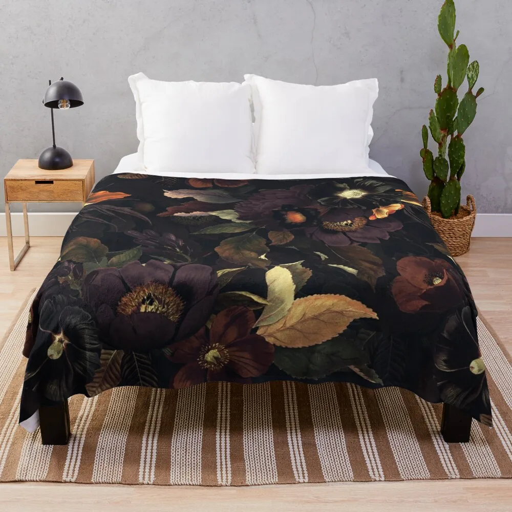 

Mystical Botanical Night Garden Nightgarden Throw Blanket Flannel Blankets For Bed Blankets