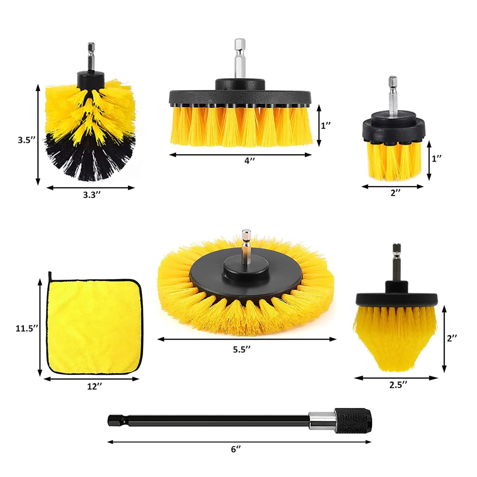 7pcs Drill Electric Brush Power Scrubber Cleaning Brush Attachment Set All Purpose for Floor,Tub,Shower,Tile, Bathroom, Kitchen