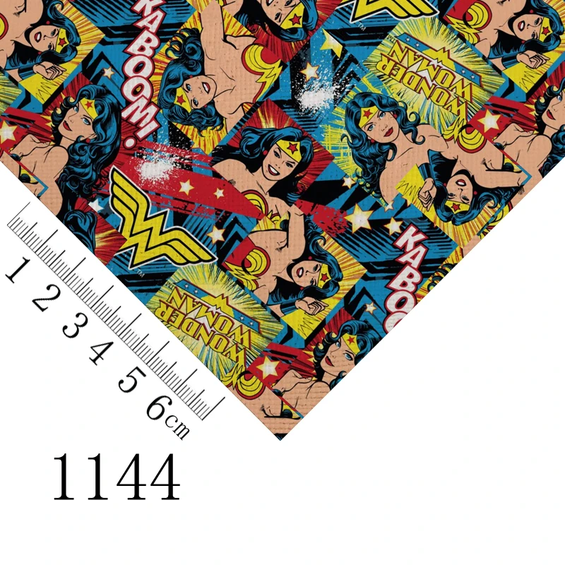 A4 20*33CM Cartoon wonder woman Faux Synthetic Leather sheet  For Earring Bags Bow DIY Craft material 1144