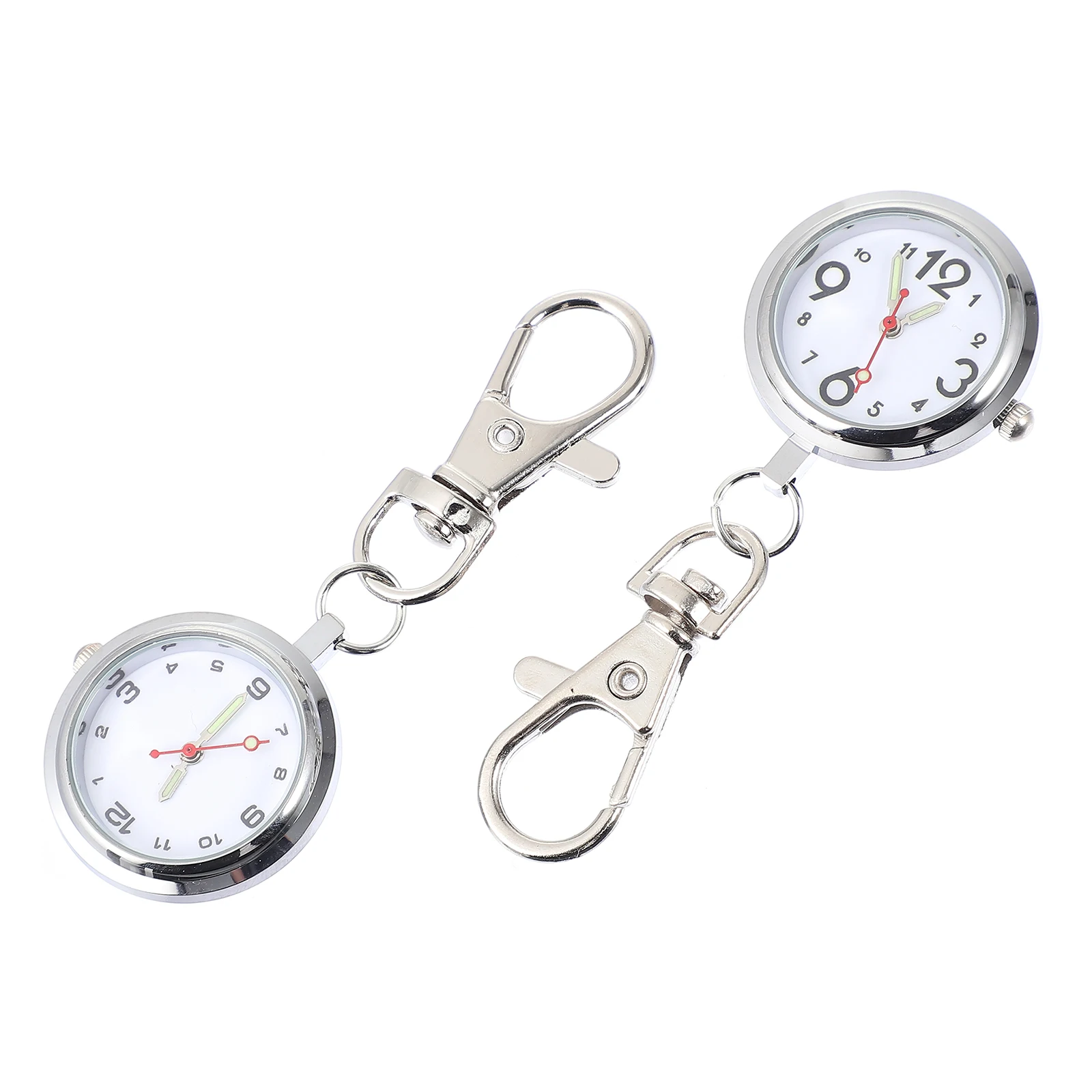 

2pcs Pocket Watch Key Fob Stainless Steel Clip on Lightweight Precise Timing Nurse Watch Digital for Women Men Key Buckle Fob