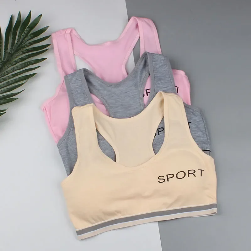 2022 New Pink Bra Girl Development Period Removable Padded Bra Middle School Student Vest Sports Bra Women\'s Top