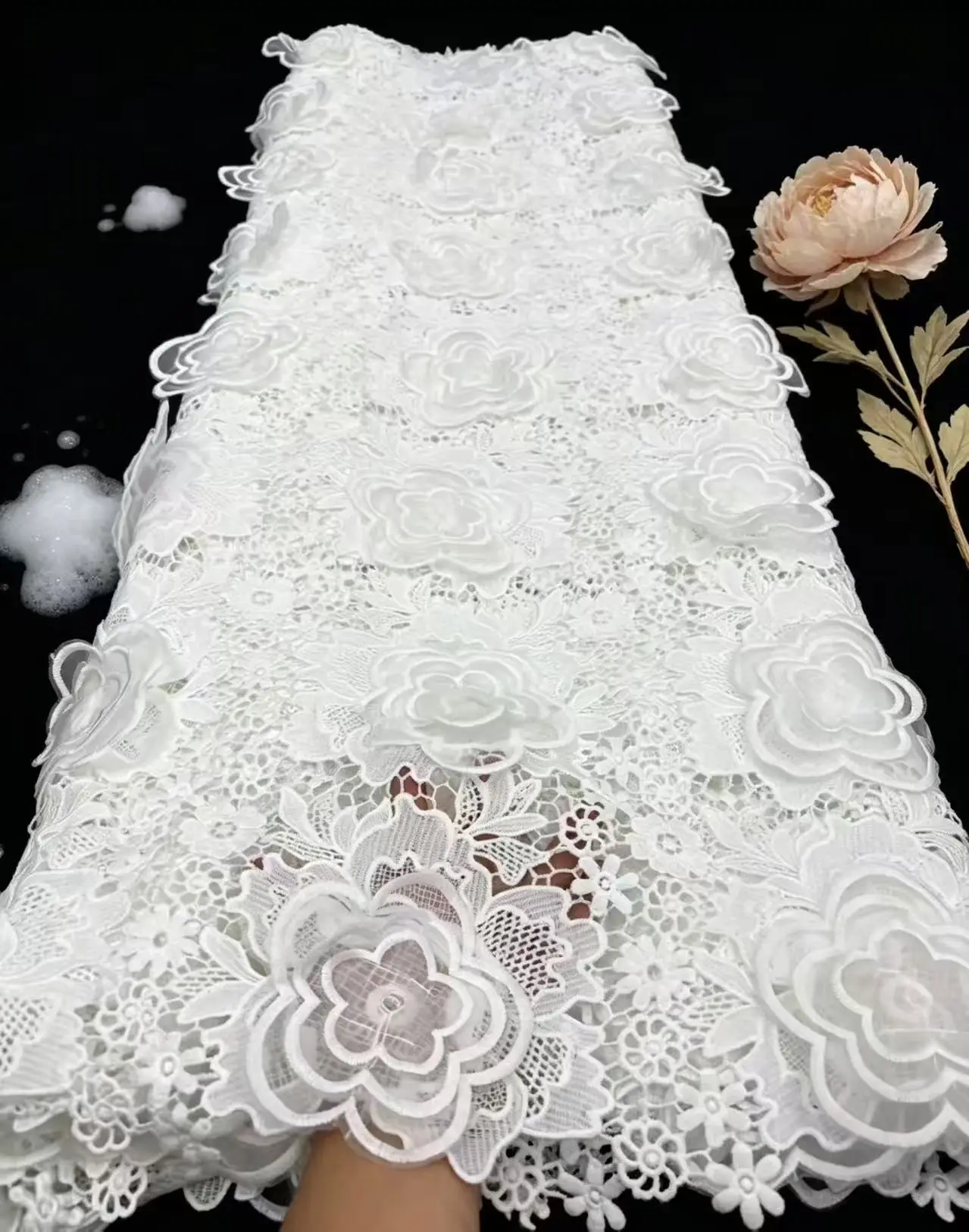 Nigerian Lace Fabrics High Quality Lace African Lace Fabric Milk Silk Lace Guipure Cord Lace Fabric For Party Dress Sewing 5Yard