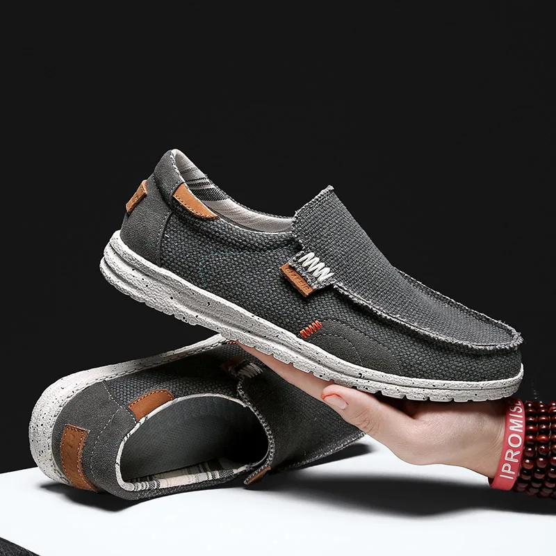 Soothing Breathable Canvas Shoes Men Loafers Slip On Fashion Sneakers Comfty Casual Shoes Lightweight Flats Men Walking Zapatos