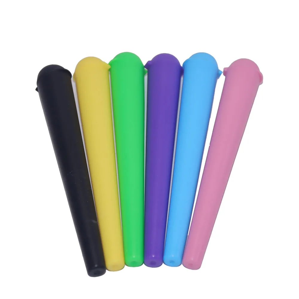 6-Pack Cone-Shaped Plastic Storage Tubes - 12cm Length, Solid Color with One-Piece Flip Lid, Moisture-Proof & Pressure-Resistant
