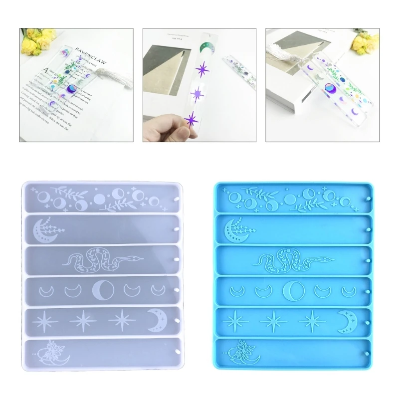 R3MC Resin  Mold DIY Bookmarks Silicone Mold with Tassel Hole for KeyChain DIY Art Crafts Making Jewelry Casting Mold