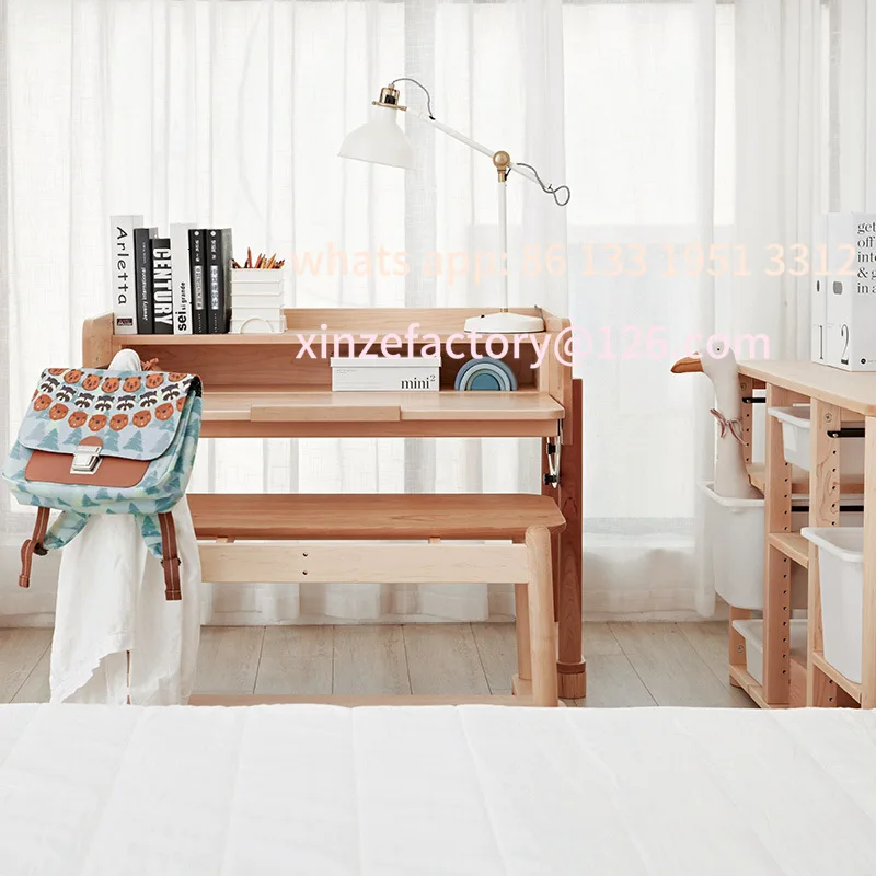 مكتب زاوية شمالي قابل للتخصيص، طاولة دراسة من خشب القيقب بالكامل بزاوية قابلة للتعديل وعرض طاولة ألعاب وغرفة ضيقة للأطفال